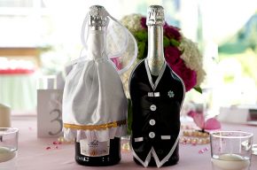 Как украсить бутылку шампанского на свадьбу